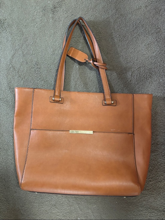 Sole Society Handbags - Sole Society Cognac Leather Tote with Gold Accent